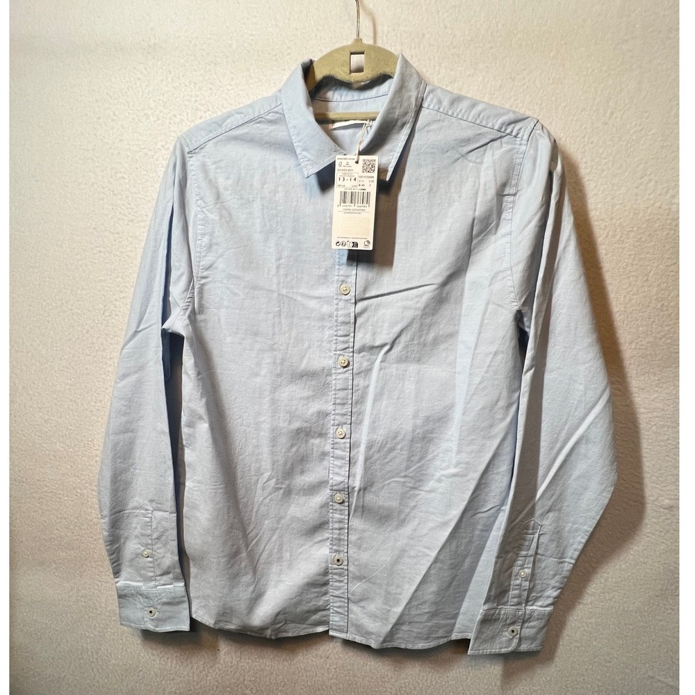 MNG Boys Light Blue Long Sleeve Button Up Shirt Cotton Blend Casual